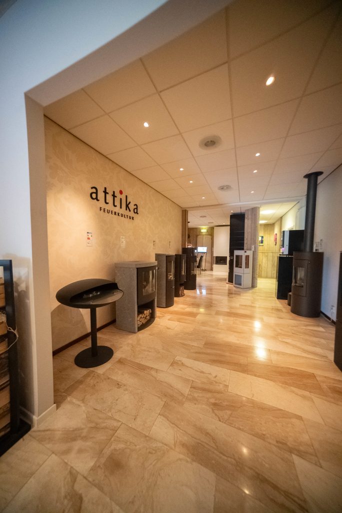 Merkenafdeling in de showroom
